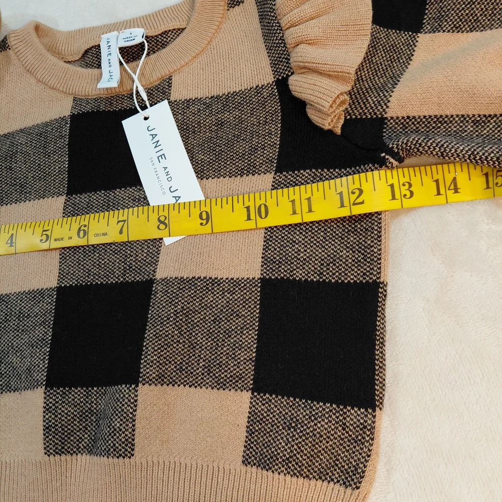 NWT Janie and Jack Black and Tan Checkered Sweater
